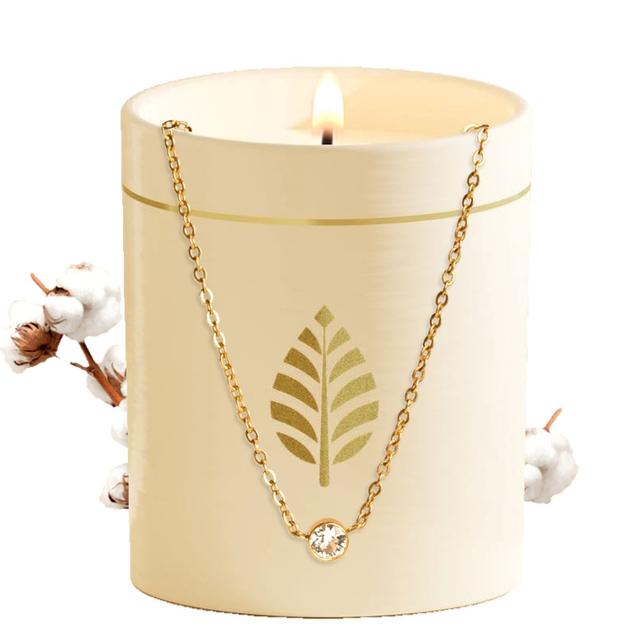 Bougie Bijou au parfum coton et collier Solitaire