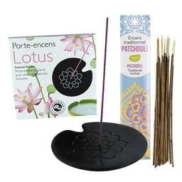 Porte-encens Lotus + Encens indien au Patchouli