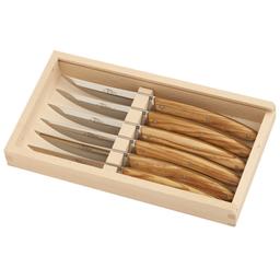 Coffret 6 couteaux bois d olivier le thiers prestige