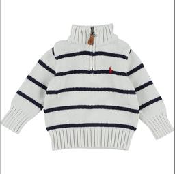 RALPH LAUREN - Pull blanc cassé, bleu - 12 Mois