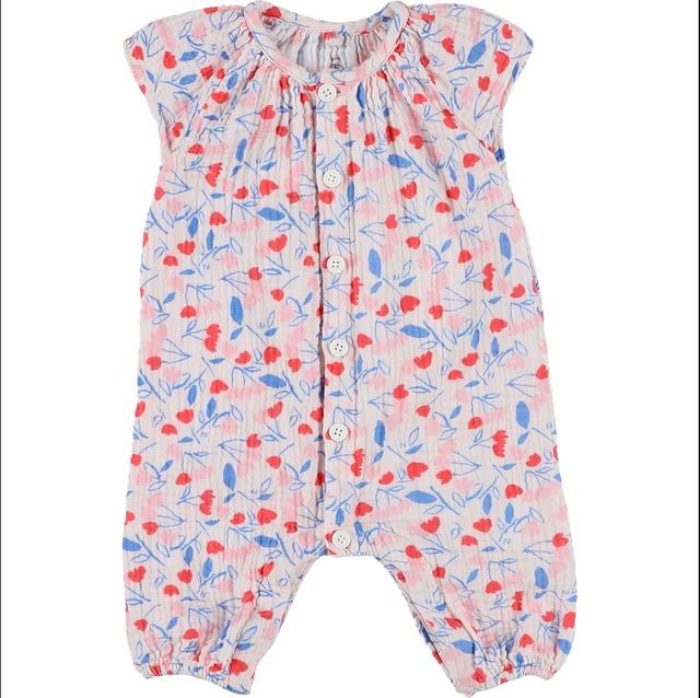 PETIT BATEAU - Barboteuse blanc, rose, bleu - 3 Mois