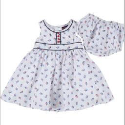 SERGENT MAJOR - Robe + bloomer blanc, bleu, rose - 9 Mois