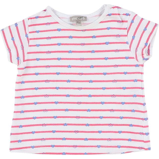 GRAIN DE BLÉ - T-shirt blanc, rose, bleu - 6 Mois