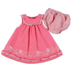 SERGENT MAJOR - Robe + bloomer rose, blanc - 12 Mois