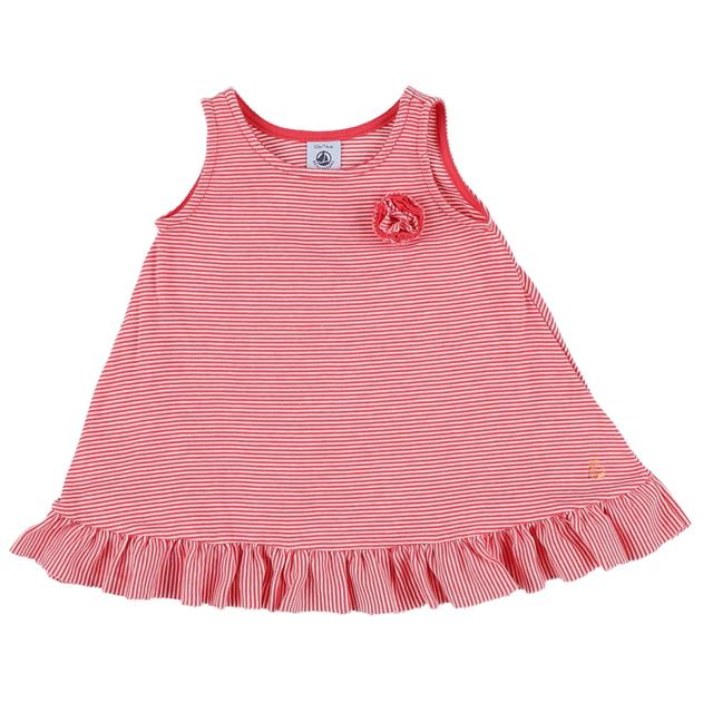 PETIT BATEAU - Robe orange, blanc - 12 Mois