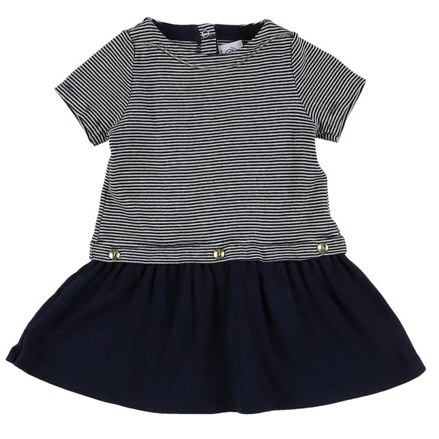 PETIT BATEAU - Robe bleu, blanc - 12 Mois