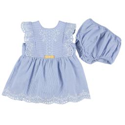 SERGENT MAJOR - Robe + bloomer bleu, blanc - 6 Mois