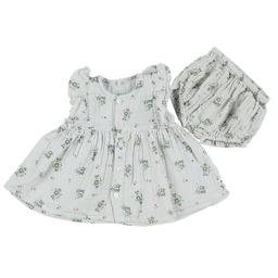 PETIT BATEAU - Robe + bloomer blanc cassé, vert - 1 Mois