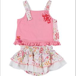 Ensemble jupe bloomer intégré + top multicolore