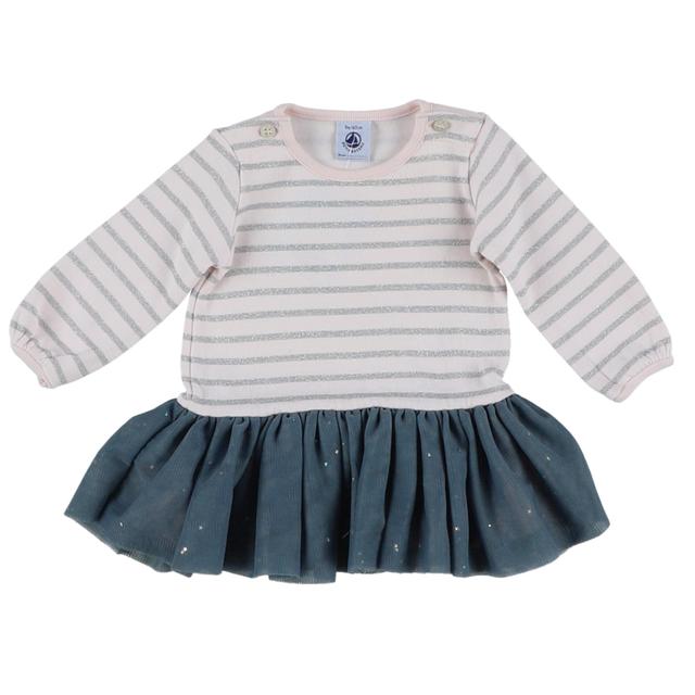 PETIT BATEAU - Robe rose, gris - 3 Mois