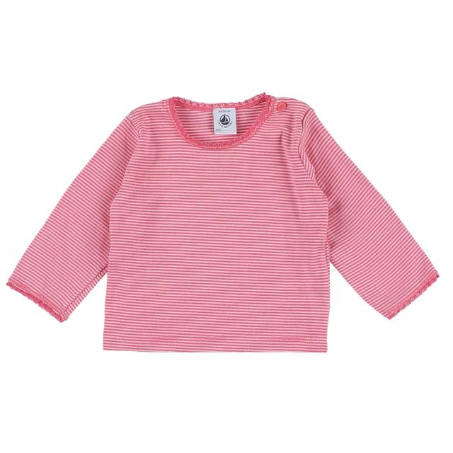 PETIT BATEAU - T-shirt rose, blanc - 6 Mois