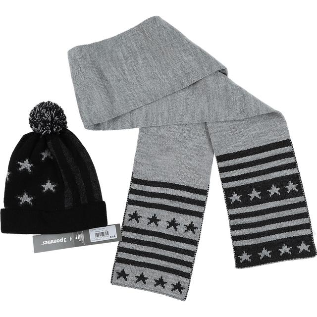 3 POMMES - Ensemble bonnet + écharpe gris, noir - 7 Ans