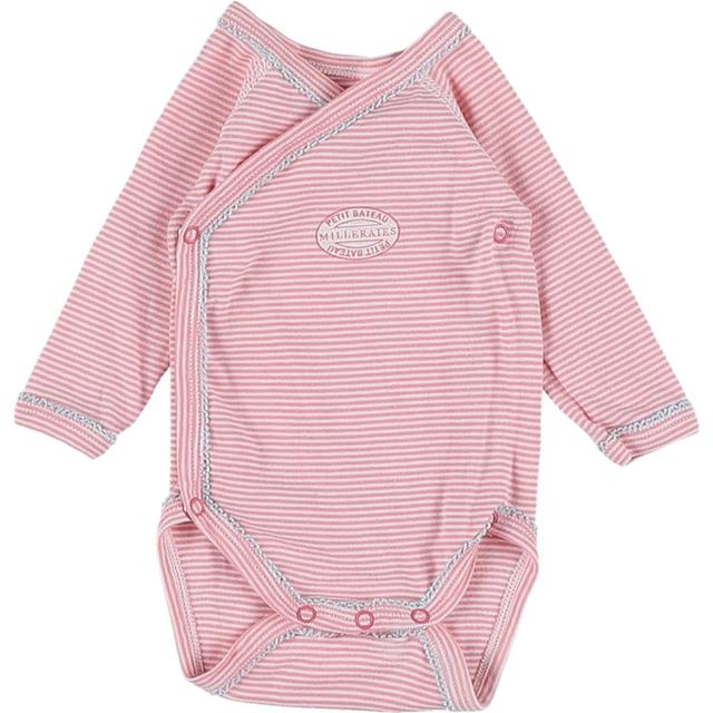 PETIT BATEAU - Body rose, blanc - 1 Mois