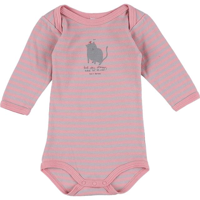 PETIT BATEAU - Body rose, gris - 3 Mois