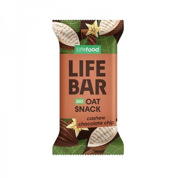 Barre Lifebar snack d'avoine noix de cajou chocolate chips 40g