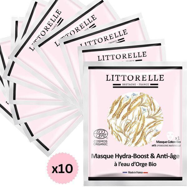 Masque Hydra-Boost & Anti-âge à leau dOrge bio  Pack de 10