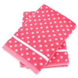 Lot de 2 torchons de cuisine éponge 50x50 cm DOTS rose