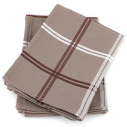 Lot de 2 torchons de cuisine toile 50x70 cm SQUARES marron