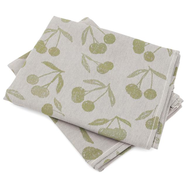 Lot de 2 torchons de cuisine toile 50x70 cm coton BING vert