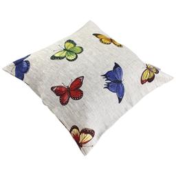 Housse de coussin 45x45 cm GALLICO Papillons bleus jaunes et rou