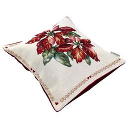 Housse de coussin 45x45 cm DARZO Poinsettia Etoile de Noël polyc