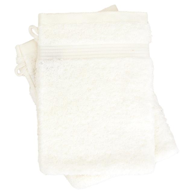 Lot de 2 gants de toilette 16x21 cm LUXOR blanc crème