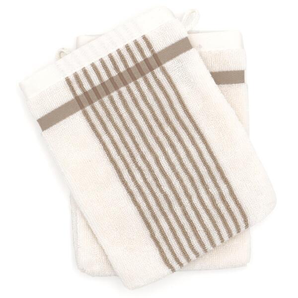 Lot de 2 gants de toilette 16x21 cm coton RIBBON beige