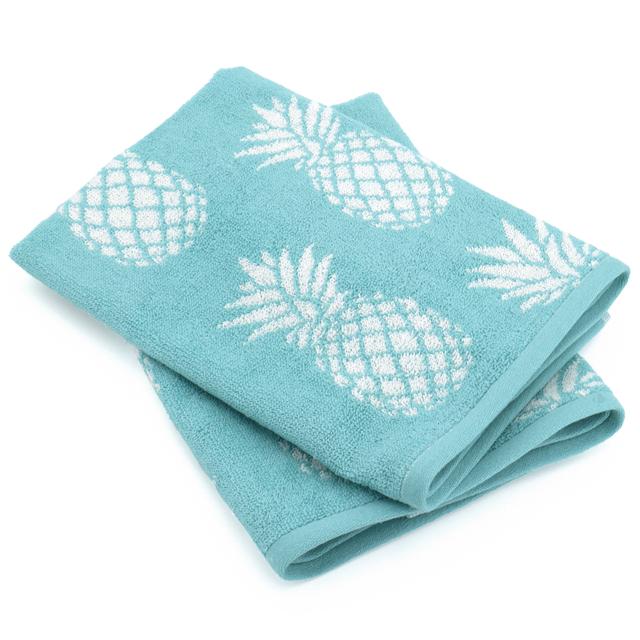 Lot de 2 torchons de cuisine éponge 50x50 cm coton PINEAPPLE ble