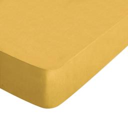 Drap housse uni 90x190 cm bonnet 50 cm coton ALTO jaune bourdon