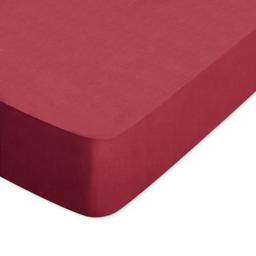 Drap housse uni 180x200 cm bonnet 23 cm coton ALTO rouge Garance