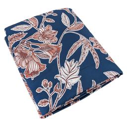 Housse de couette 140x200 cm satin de coton BOTANIC bleu Nuit