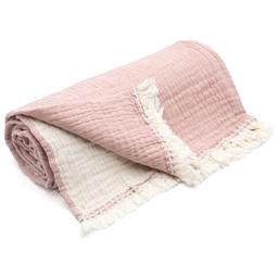 Plaid bi-colore 130x170 cm VENCE 100% gaze de coton rose thé