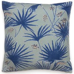 Housse de coussin 45x45 cm en lin lavé imprimé végétation exotiq