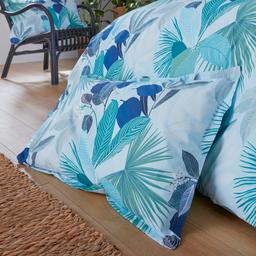 Taie d'oreiller 50x70 cm percale de coton MOOREA PACIFIC bleu/ve