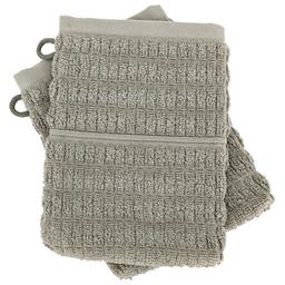 Lot de 2 gants de toilette en fils retors 16x21 cm pur coton col