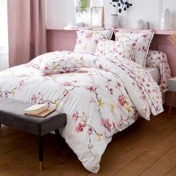 Parure de lit 140x200 cm percale coton ELISA Rose 2 pièces