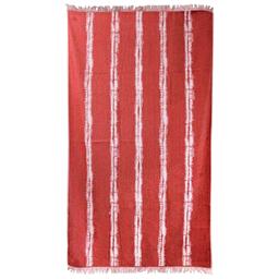 Drap de plage 100x180 cm en velours de coton ZANNONE rouge à ray