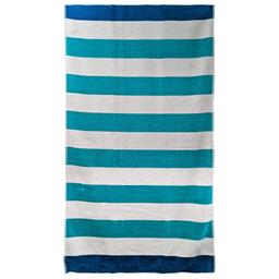 Drap de plage en velours de coton 100x180 cm PALLANTE bleu à ray