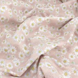 Tissu coton cretonne enduite motif fleurs ASTER Rose poudré