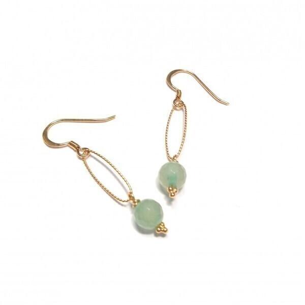 Boucles D'Oreilles Cunhatã Aventurine Verte Argent 925 Doré