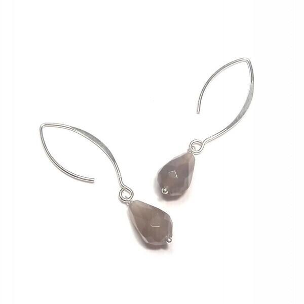 Boucles D'Oreilles Iara Agate Grise Argent 925