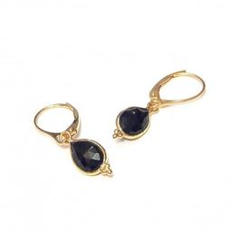 Boucles D'Oreilles Gaïa Onyx Argent 925 Doré