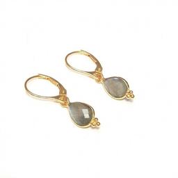 Boucles D'Oreilles Gaïa Labradorite Argent 925 Doré