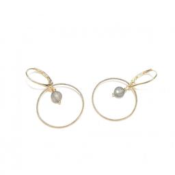 Boucles d'Oreilles Krahô Labradorite Argent 925 Doré