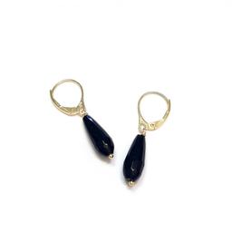 Boucles D'Oreilles Dormeuses Onyx Argent 925 Doré