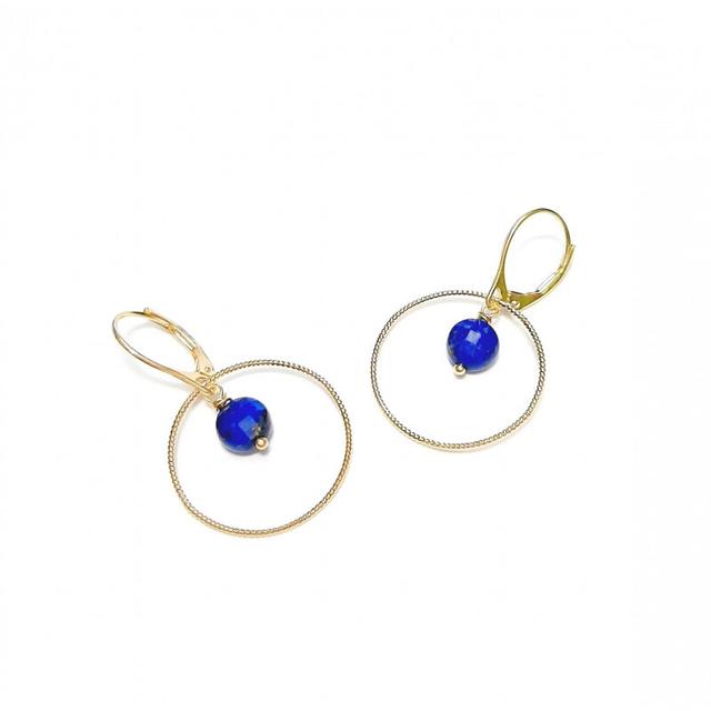 Boucles d'Oreilles Krahô Lapis-Lazuli Argent 925 Doré