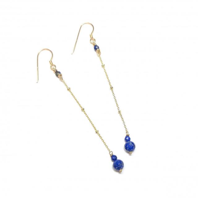 Boucles D'Oreilles Xingu Lapis-Lazuli Argent 925 Doré