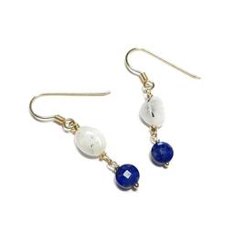 Boucles doreilles Pierre de Lune et Lapis-Lazuli Argent 925