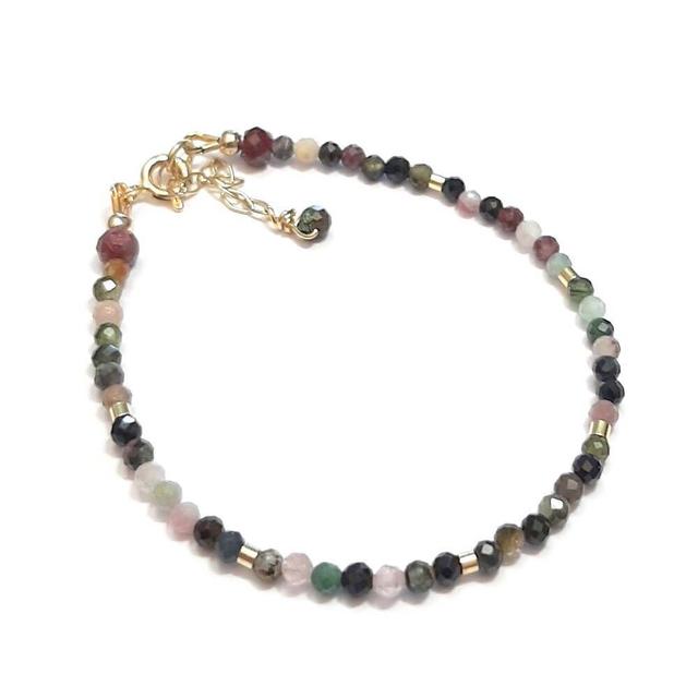 Bracelet Tourmaline Multicolore et Argent 925 Doré