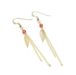 Boucles DOreilles Feuilles Cornaline